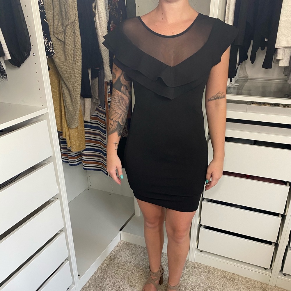 Ruffled black mini dress